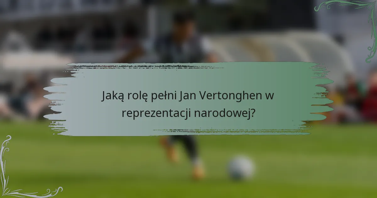 Jaką rolę pełni Jan Vertonghen w reprezentacji narodowej?