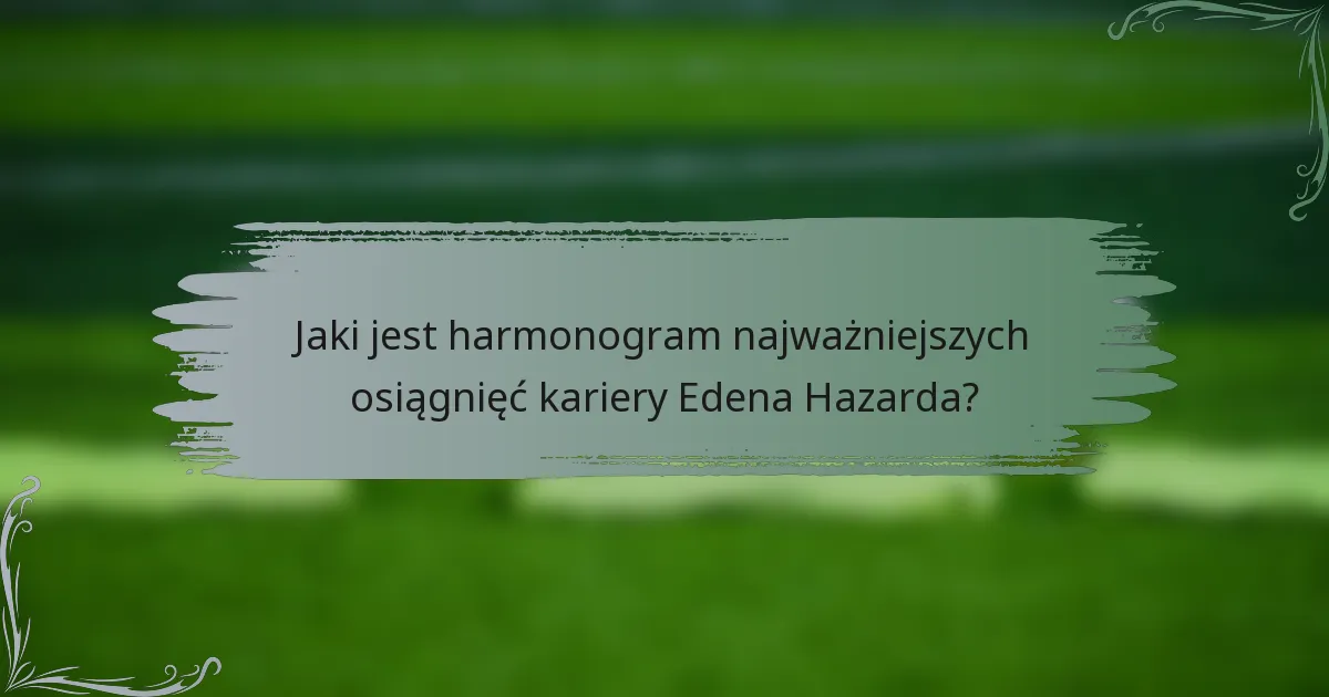Jaki jest harmonogram najważniejszych osiągnięć kariery Edena Hazarda?