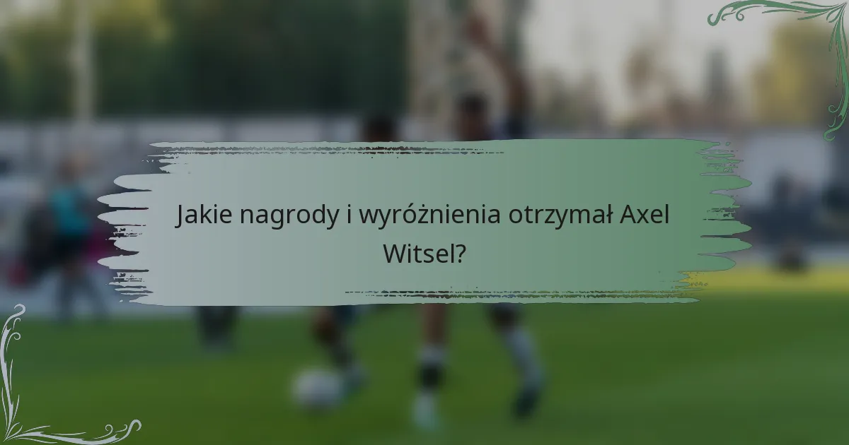 Jakie nagrody i wyróżnienia otrzymał Axel Witsel?